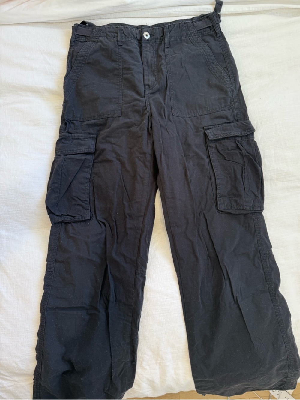 Bershka Black Straight-Leg Cargo Trousers